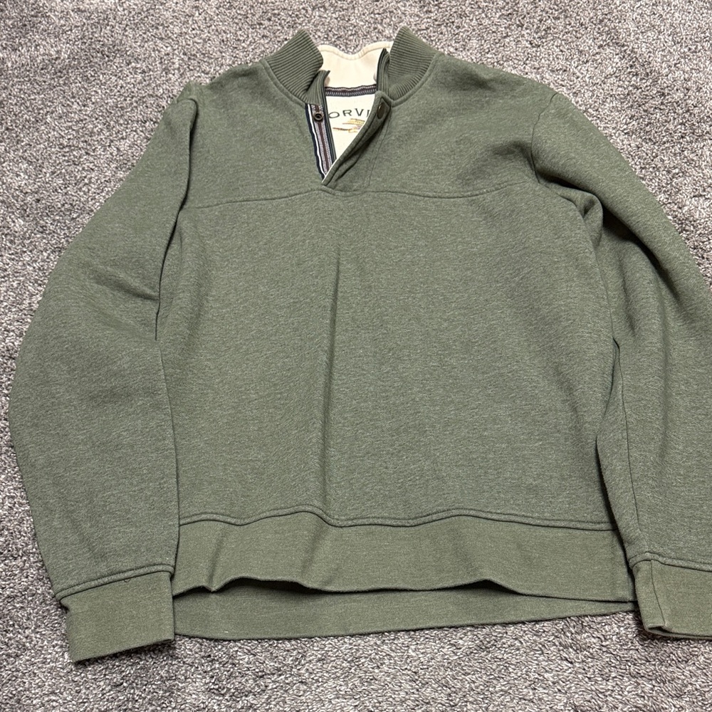 Orvis Men's Olive Quartet Zip-Up Sweater Medium